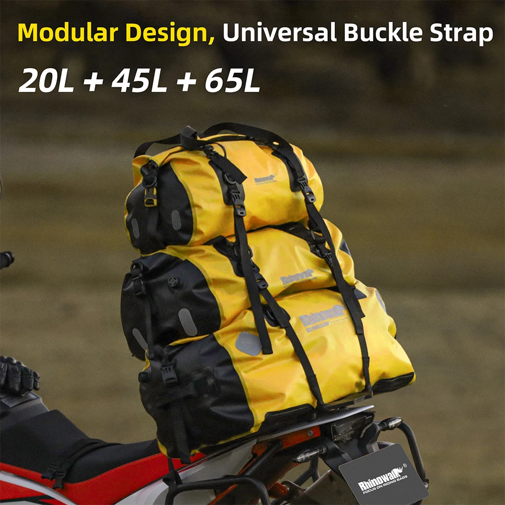 Rhinowalk 20L/45L/65L Motorcycle Saddle Bag Big Capacity Waterproof Universal Motor Back Seat Tail Pack Travel Luggage Pannier