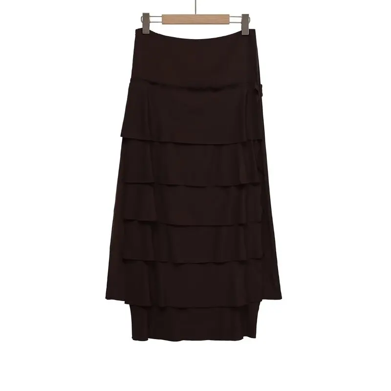 

Women's Vintage Drifting Cake Skirt f-length Autumn New Sle Casual High Waist Polyester Fiber Other Material Baked Skirt