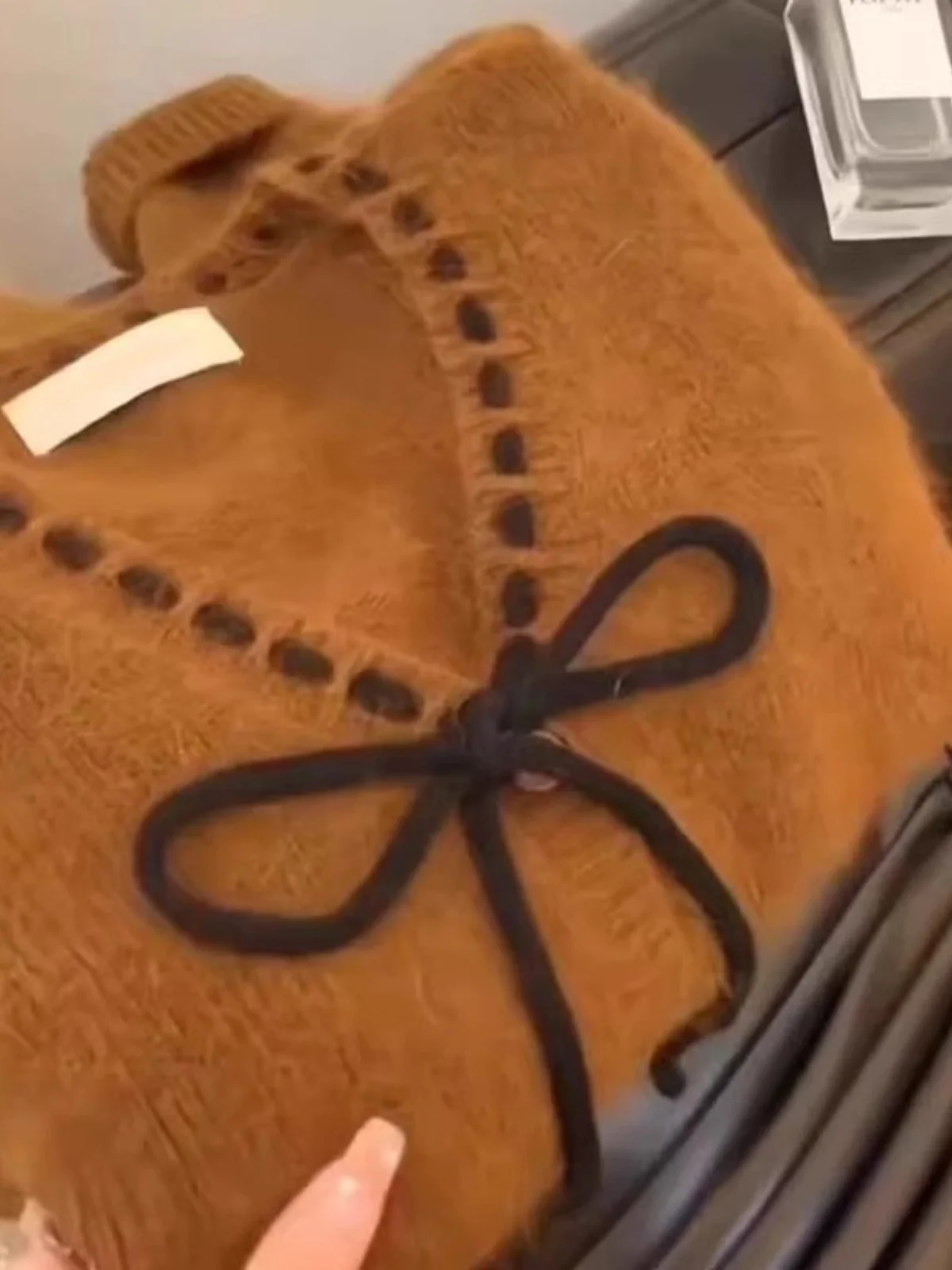 

Женский трикотаж Thiened V-Ne, осень-зима, Camere Meral Knot, карамельно-коричневый открытый кардиган, корейский свободный крой