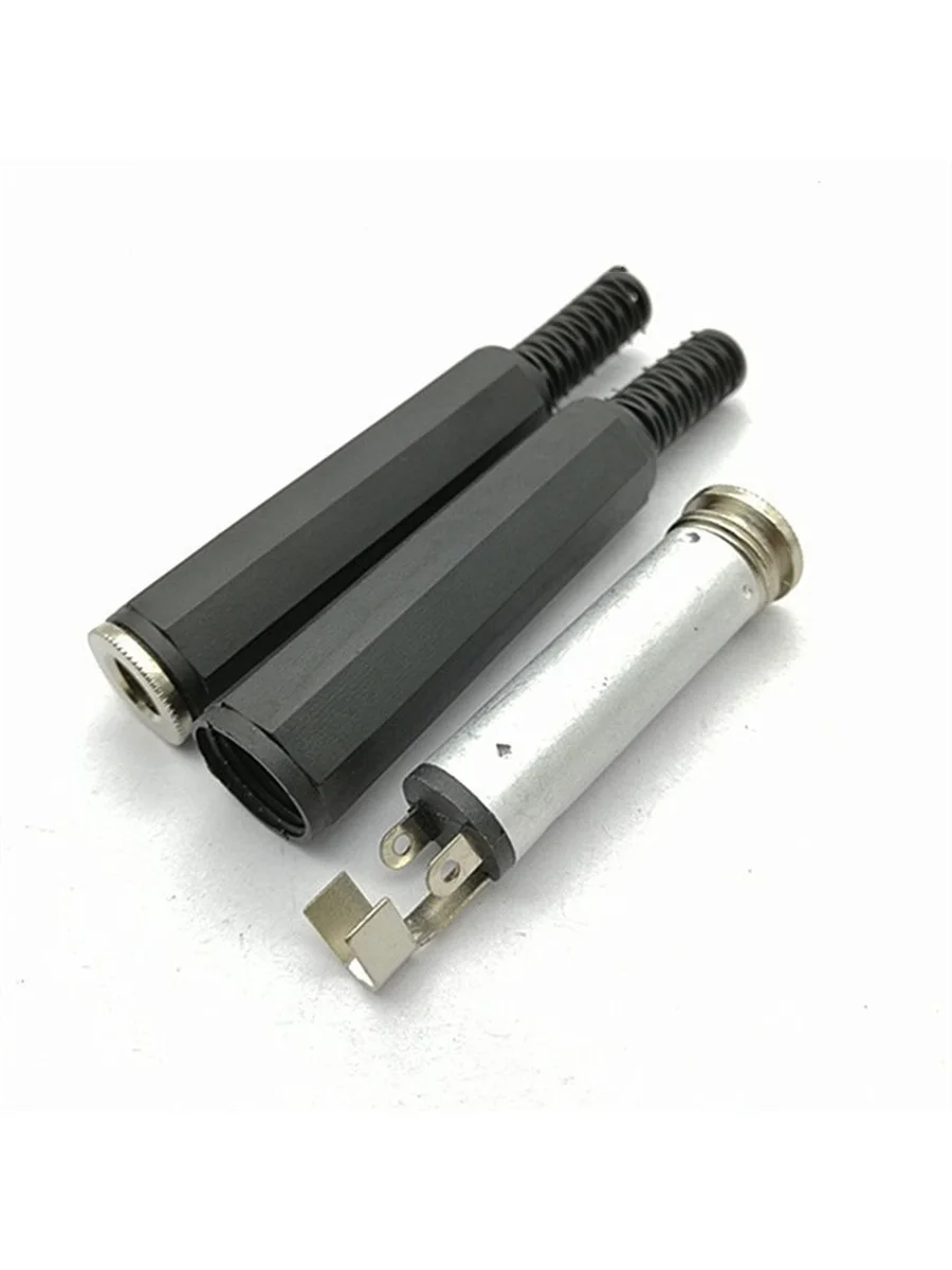 

100 pcs 6.35mm 1/4" Stereo Female jack Plastic Handle Black Head Audio Adapter TRS