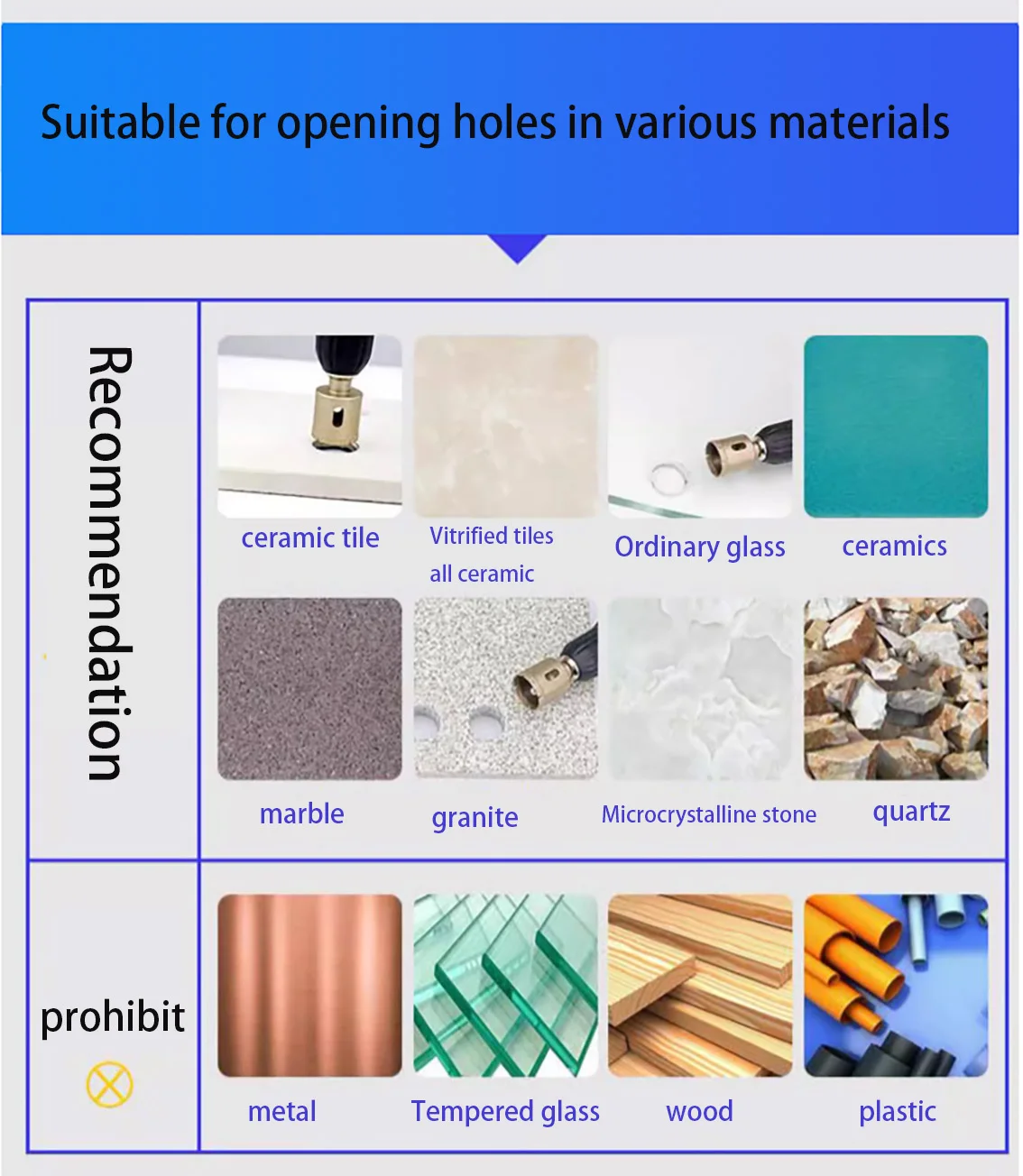 1Pc 6-55mm Hole Opener Angle Grinder Drill bit Brazing Diamond Drill Bit Marble Tile Granite Hole Opener Diamond Drill Bit