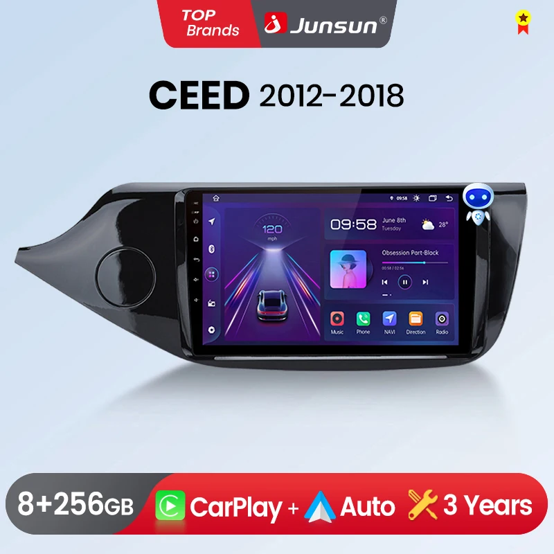 Junsun autoradio sans fil CarPlay Android Auto pour KIA CEED JD Cee'd 2012-2018 GPS multimédia 2 din systèmes stéréo