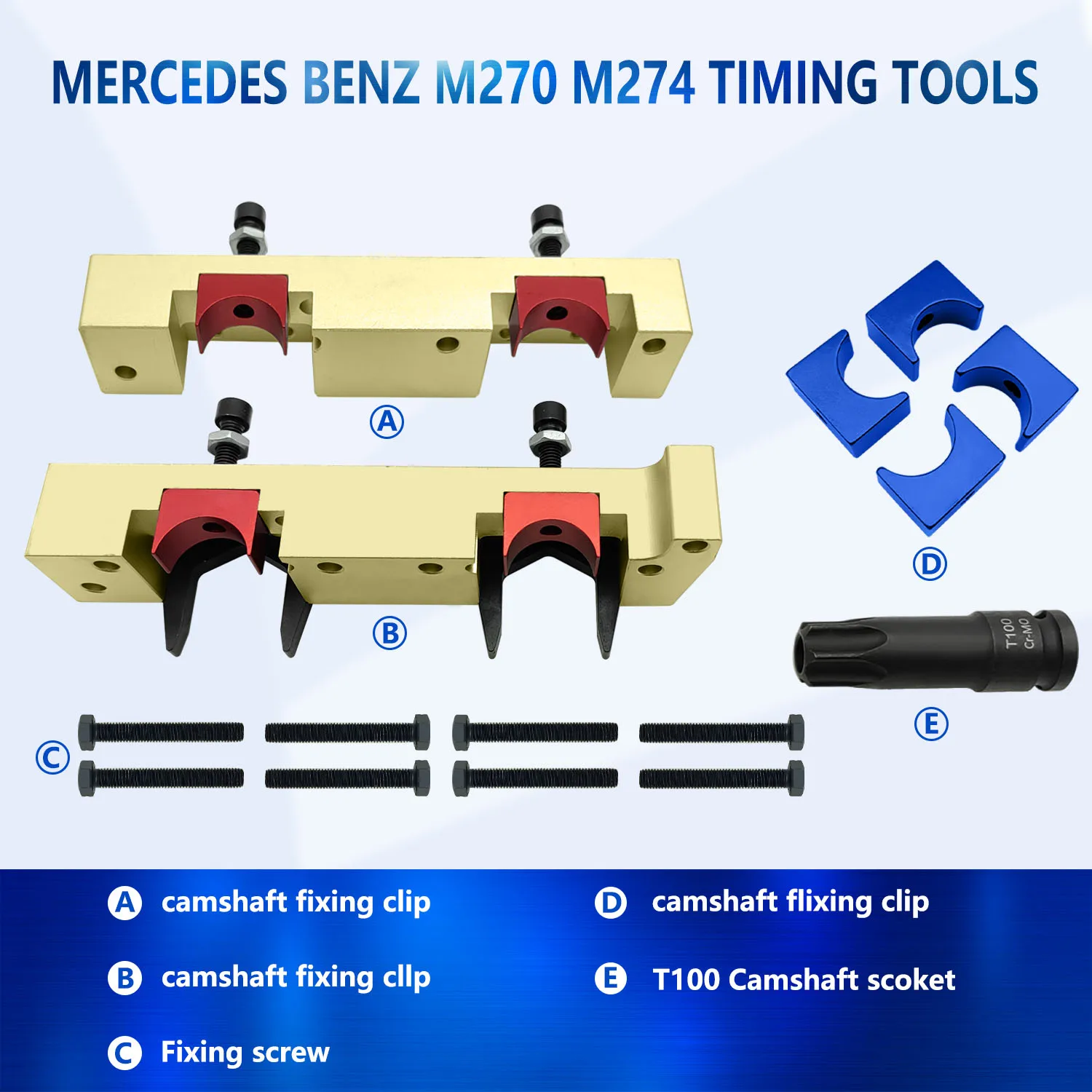 Camshaft Lock Alignment Kit Steel Engine Timing Tool Kit for Mercedes Benz M133 M270 M274 Camshaft Lock Alignment Timing Kit