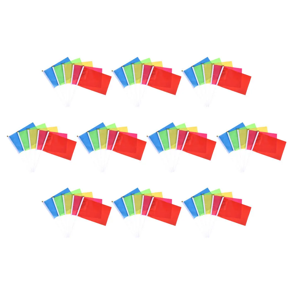 

50Pcs Handheld Flags Small Hand Held Flags Bright Color Wear-Resistant Portable Celebration Sports Boating Tubing