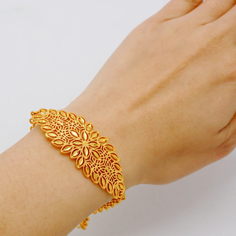 Luxus klassische Kupfer Gold Farbe Armband Dubai Saudi trend ige Armreif für Braut Armband arabischen Schmuck – Detail 16