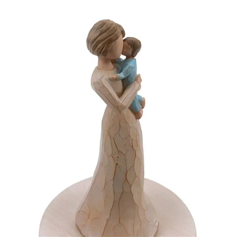 AEE4-Music Box Gift For Mother Interesting Carved Musical Statue Thanksgiving Birthday Gift For Mom Rotating Music Box