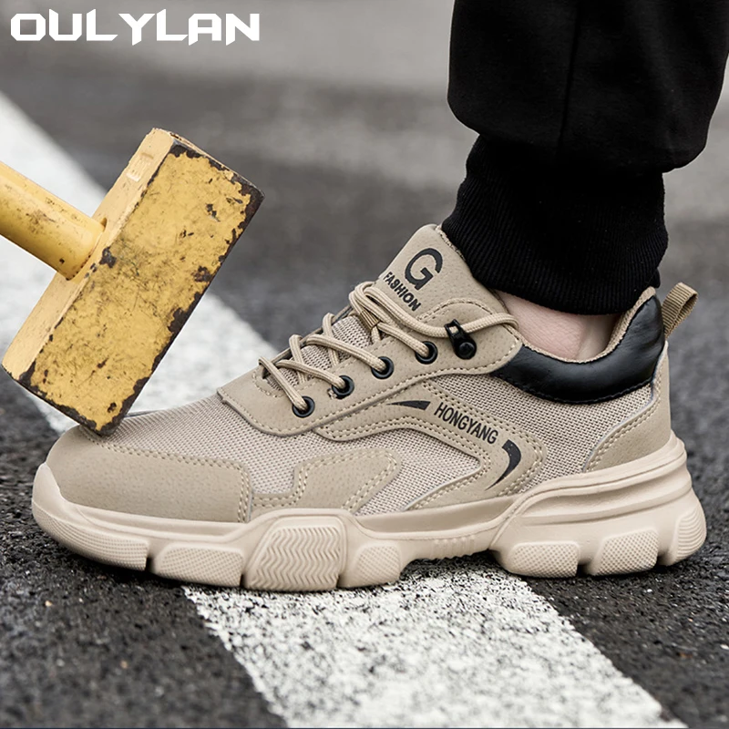 

Oulylan 2025 Men's Safety Shoes Anti-Smash Anti-Puncture Summer Breathable Work Shoes Lightweight Anti-Slip Construction Shoes