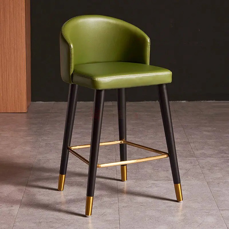 Silla alta de madera para bar, silla de bar nórdica de lujo, de madera maciza y metal, cómoda para interiores, bancos para barra, muebles para balcón