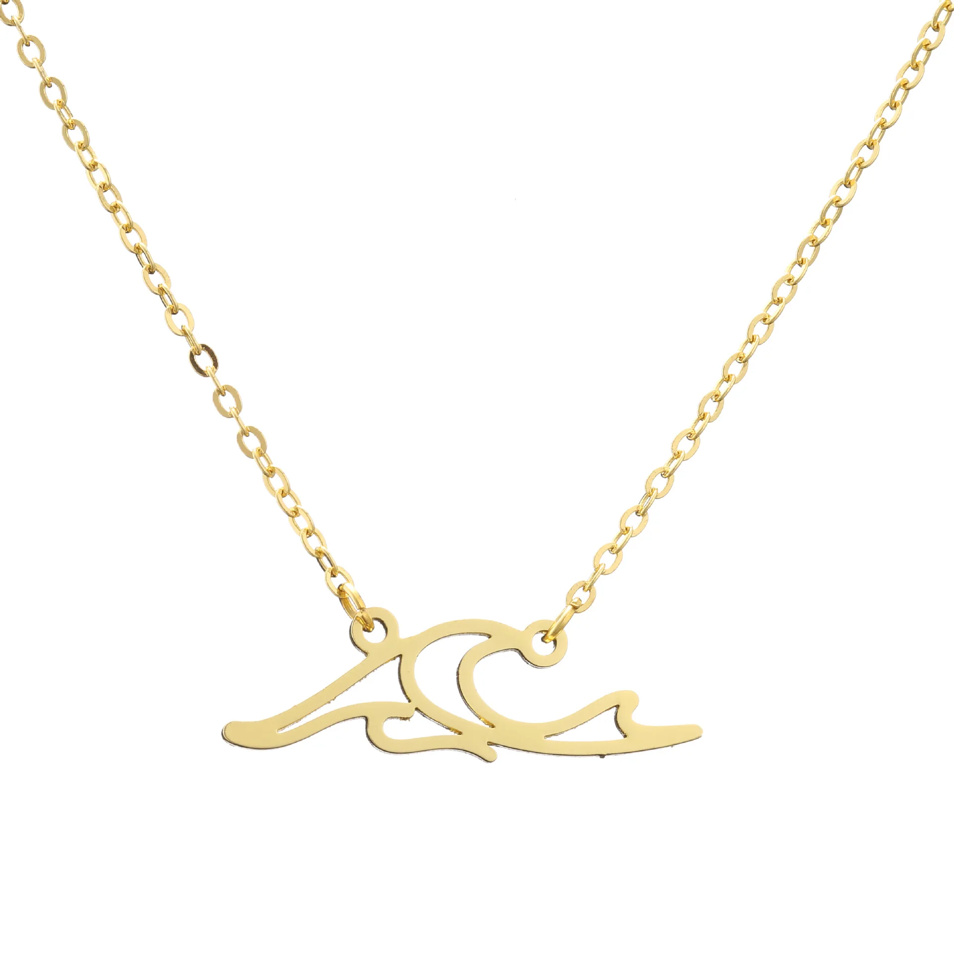 Bohemian Welle Anhänger Halskette Edelstahl Schmuck Halskette für Frauen Emaille Blau Strand Surfer Charms Kragen Bijoux Femme – Detail 7