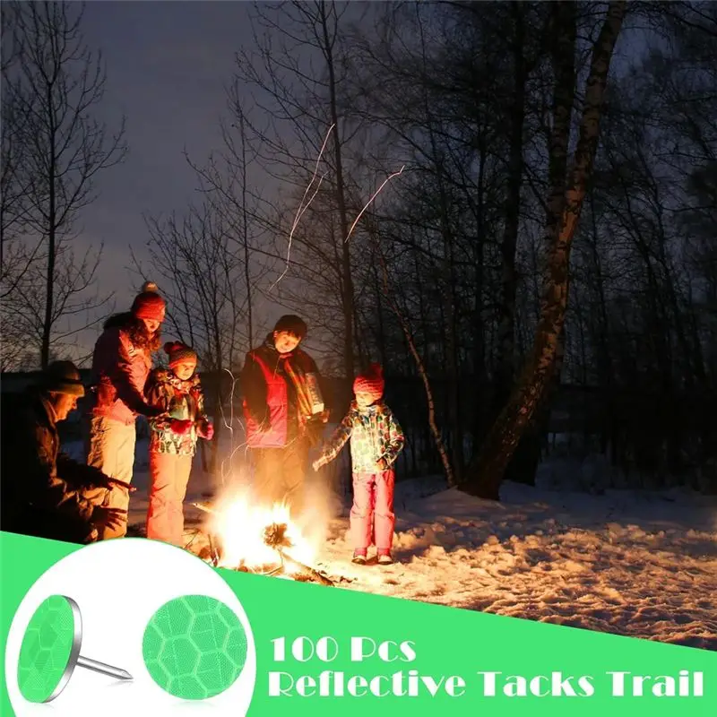 B04B-100 Pcs Reflective Tacks Trail Marking Tacks Reflective Trail Tacks Glow Tacks Reflective Trail Markers Mark Trail