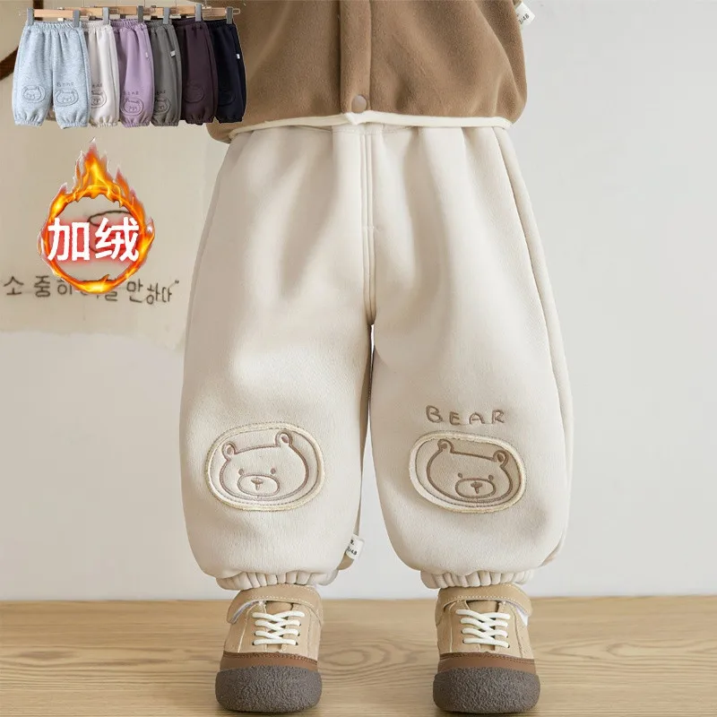Ollie Fleece Lined Thickened Casual Pants for Baby Toddler Boys Girls Winter Autumn Outdoor Warm Long Trousers Soft High Quality