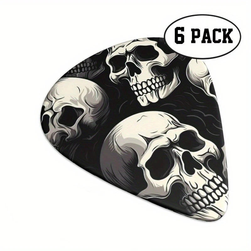 Nowy zestaw kostek do gitary 6-częściowy zestaw - dwustronne kolorowe drukowane plektrony do gitary elektrycznej/basowej, trwałe akcesoria gitarowe zestaw podarunkowy