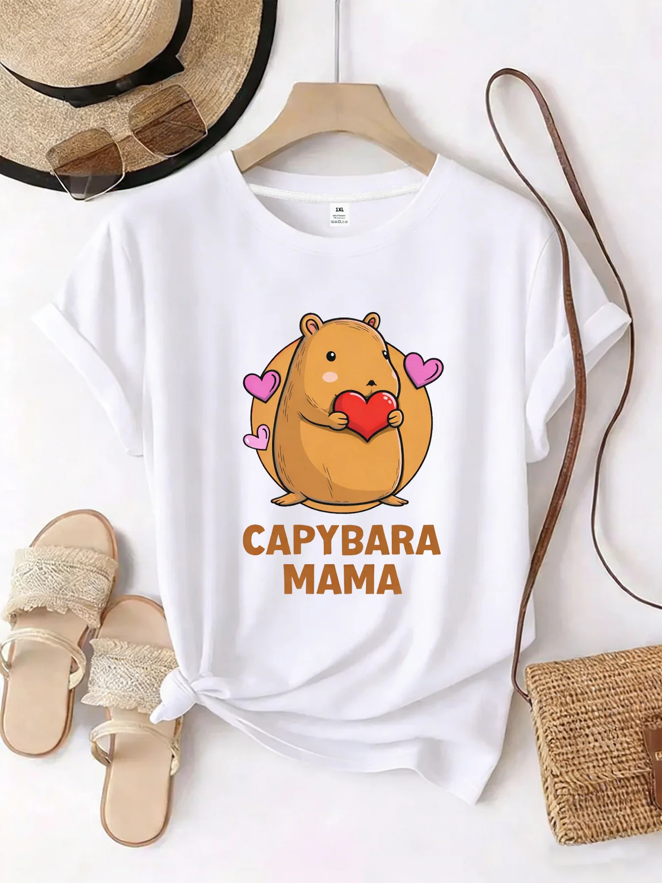 

【WZM101317】Женская футболка больших размеров с принтом белки, круглым вырезом, летняя, повседневная, с короткими рукавами, в уличном стиле, универсальная, больших размеров.