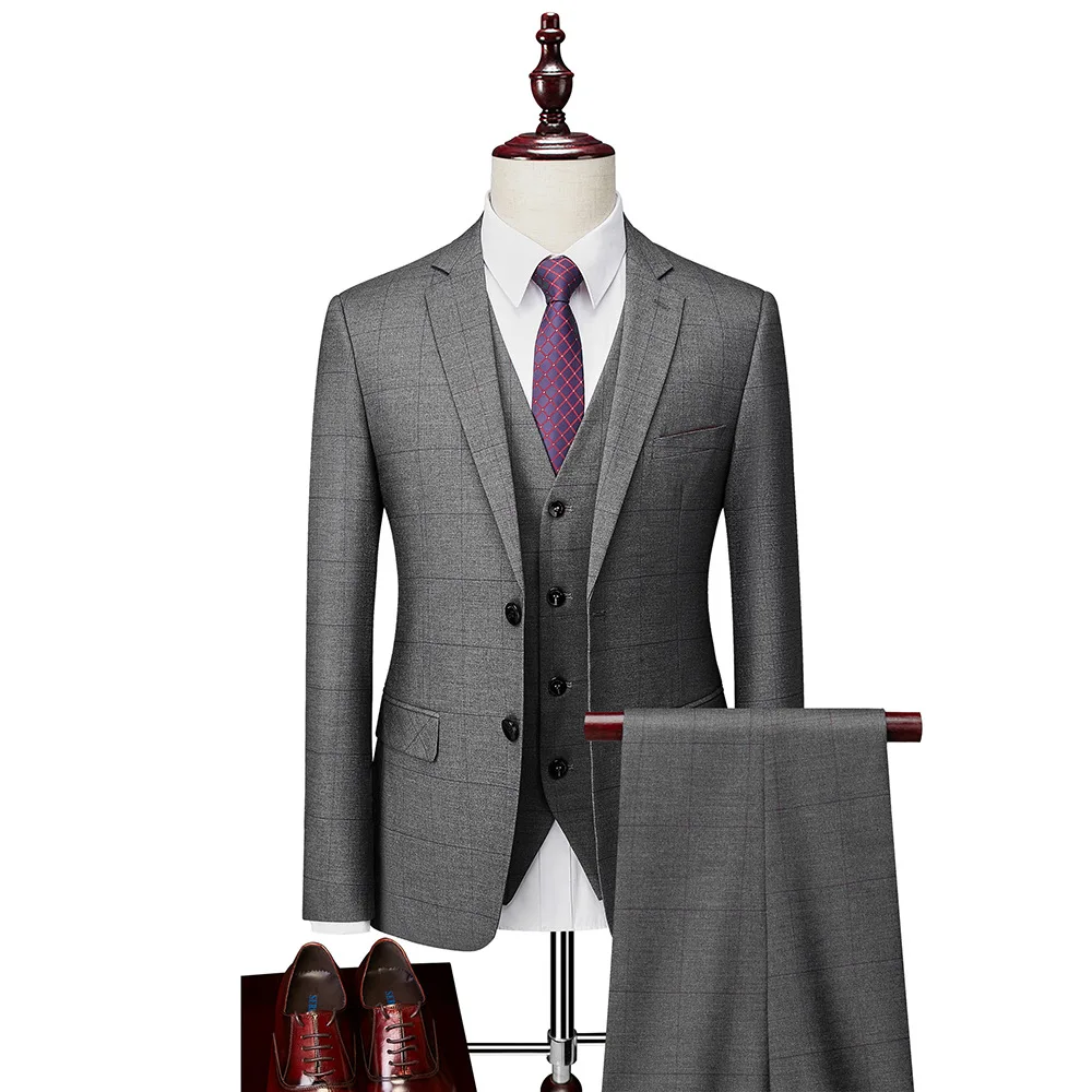 (169) Customized Men's Casual Slim Wedding Groom Suit Business Men's Three-piece Suit