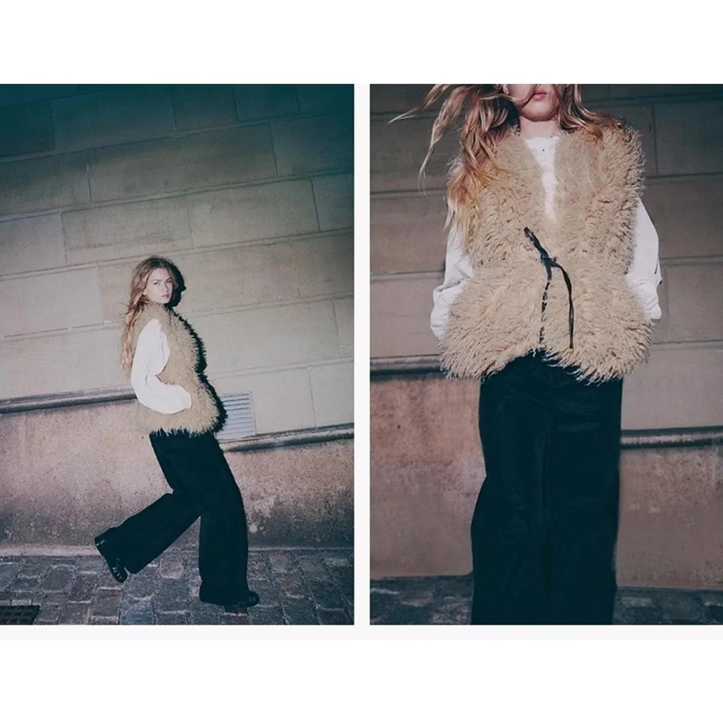   Gilet in pelliccia artificiale per donna Autunno 2025 Faionable Fluffy Sle Youth Colore puro V-ne Vita stretta