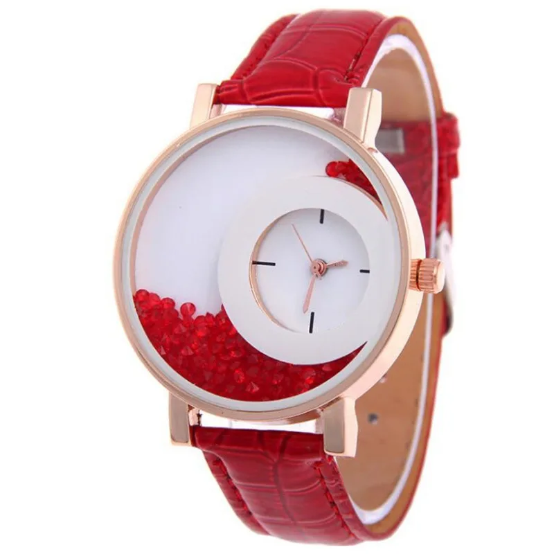 Casual Fashion Ladies Watches Broken Diamond Large Dial Students Watch Versatile Women's Quartz Wristwatches Leather Strap Reloj