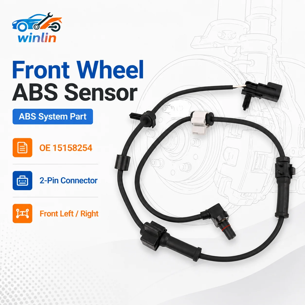 OEM 15158254 Front Left Right ABS Wheel Speed Sensor For Buick Chevrolet Trailblazer GMC Envoy Rainier SSR