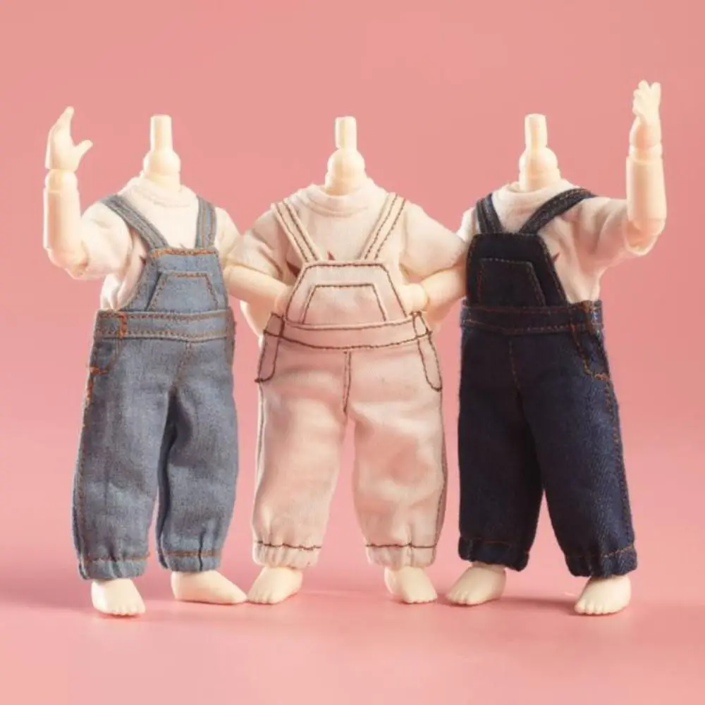 

Handmake Doll Denim Pant with T-shirt DIY Workwear Overalls Dolls Accessories