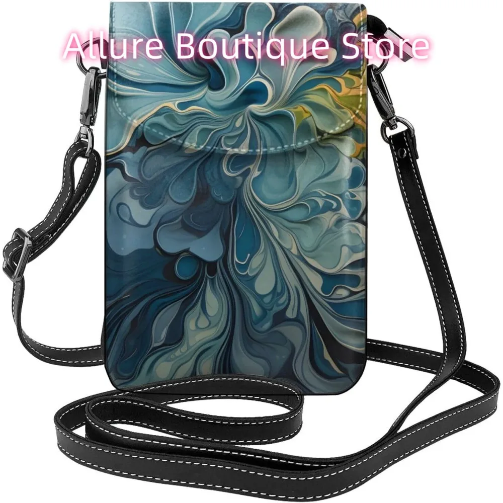 

Винтажная сумка через плечо с акварельным узором для женщин, маленькая дорожная сумка из искусственной кожи для мобильного телефона, легкий мини-кошелек для телефона, кошелек