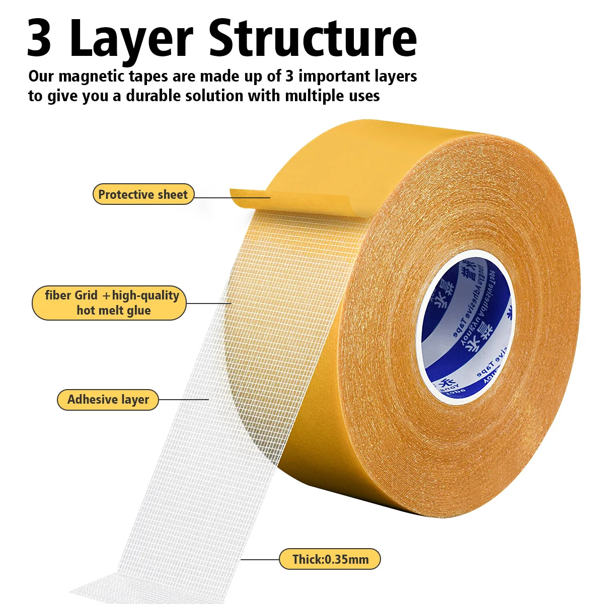 Double Sided Tape Heavy Duty – 2 Inch X 66 Feet With Fiberglass Mesh, Clear Super Strong Adhesive For Home Office School
