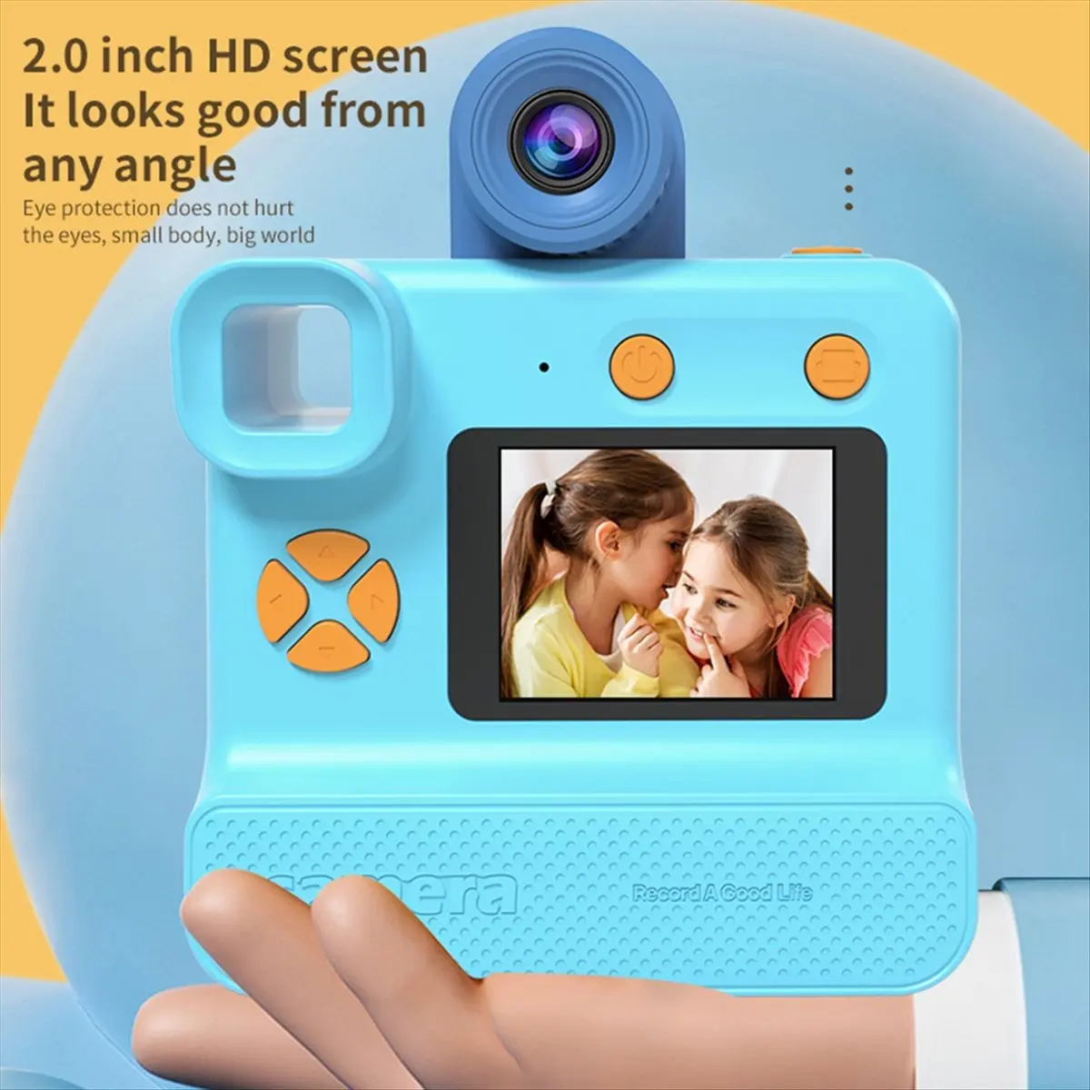 popop Kids Instant Camera Print Camera 1080P HD Digital Camera Photo Paper Child Toy Camera for Birthday Christmas Gift-Orange