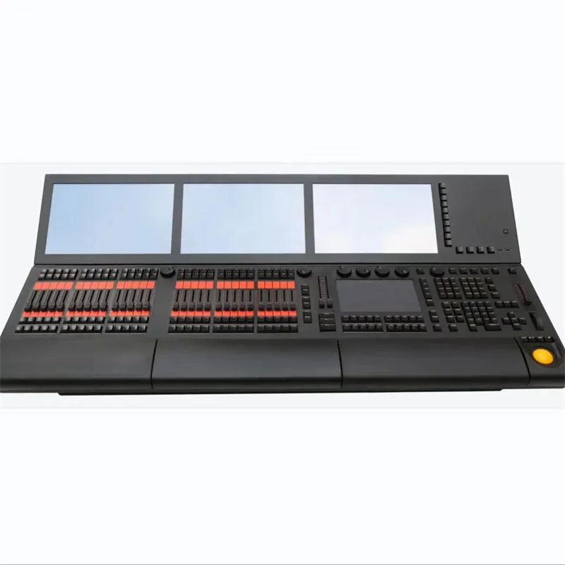 Stage Light Console com Case, Três Full-View Touch Screen, Três DMX Iluminação Controlador, Faders elétricos, Grand ma, Novo, 1Pc