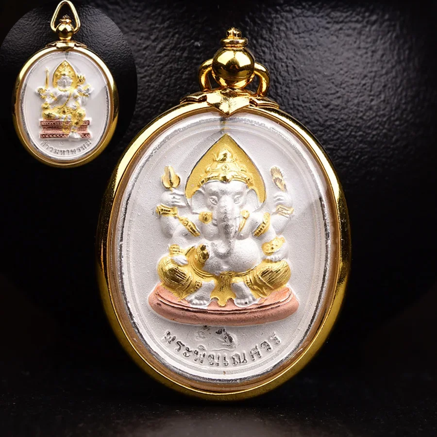 

Southeast Asia Thailand Temple BLESS SAFE HEALTH GOOD LUCK golden Ganesha wealth God Four sided buddha card Pendant Amulet