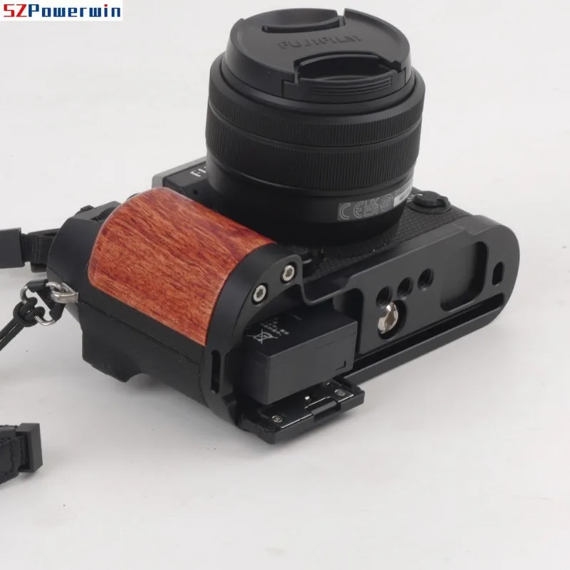 Placa de liberación rápida para cámara Fujifilm X-T50, accesorios para cámara, mango de madera con soporte para trípode Arca Swiss