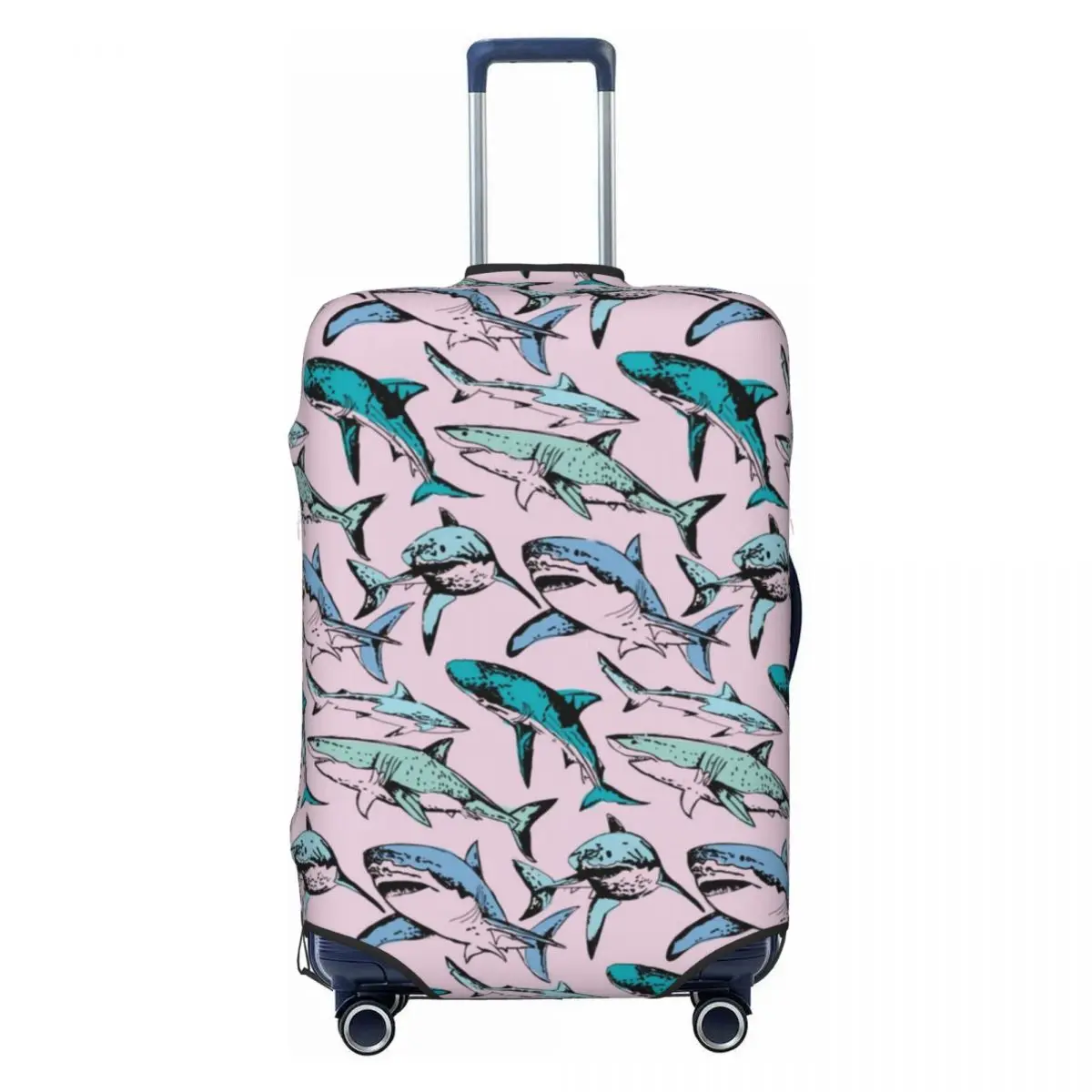 Pink Shark Suitcase Cover Holiday Sea Animal Fun Luggage Accesories Business Protection Christmas Gift