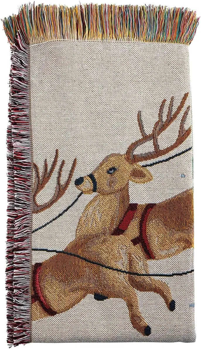 

Mud Pie Christmas Santa Scene Jacquard Blanket