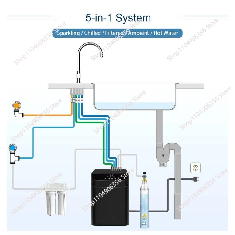 for 5 in 1 Filter Chilled Sparkling Boiling Water Tap System Brass Instant Hot Kitchen Faucet Brushed Gold Boiling Water Tap