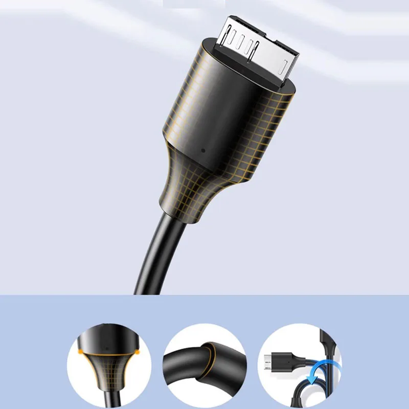 Kabel HDD Kabel Sinkronisasi Data Kecepatan Tinggi USB3.0 Tipe A ke USB 3.0 Micro B Kabel Adaptor Pria Menghubungkan Kabel Telepon Hard Disk Eksternal