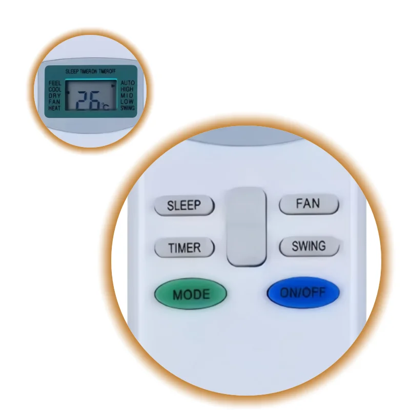 GYKQ-03 Universal AC Remote Control, Direct Replacement for GYKQ-11E/GYKQ-05/10E, Compatible with DeLonghi Air Conditioner