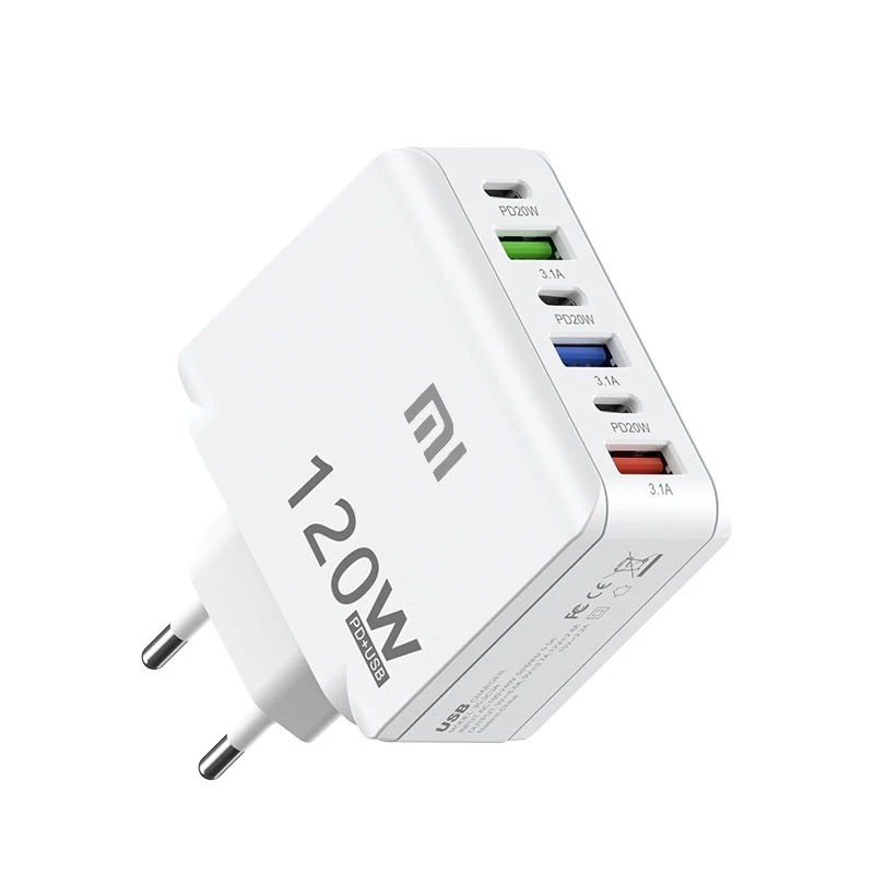 الأصلي Xiaomi 120 واط PD20W 3USB شاحن شحن سريع الجدار شاحن آيفون سامسونج الاتحاد الأوروبي/الولايات المتحدة/المملكة المتحدة التوصيل الهاتف شاحن سريع التكيف