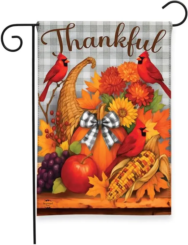 Briarwood Lane Fall Thanksgiving Garden Flag 12x18 For Outdoor Thankful Gathering For Thanksgiving Garden Flag Flags For Out yyi
