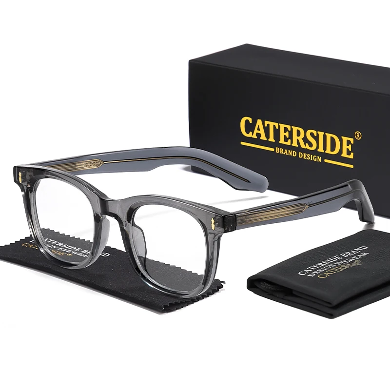 CATERSIDE الرجال النظارات المستديرة العلامة التجارية تصميم عالية الجودة Tr-90 إطار سميك خلات الأساسية إدراج الساق النساء مكافحة نظارات الضوء الأزرق