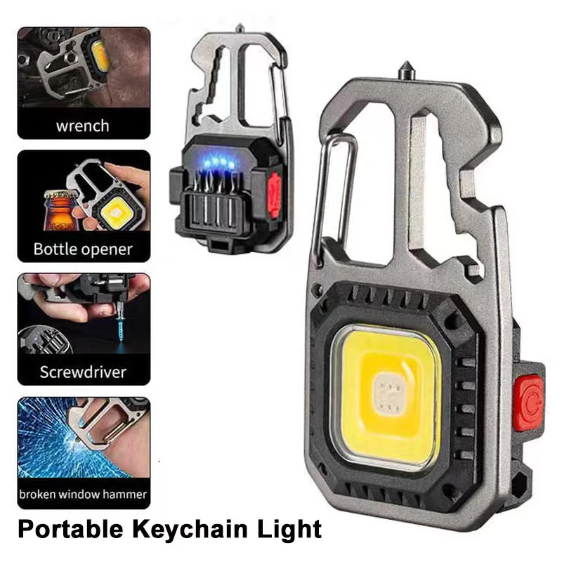 1-3PacK llavero multifunción iluminación 7 modos COB linterna portátil recargable emergencia Camping al aire libre senderismo lámparas de trabajo