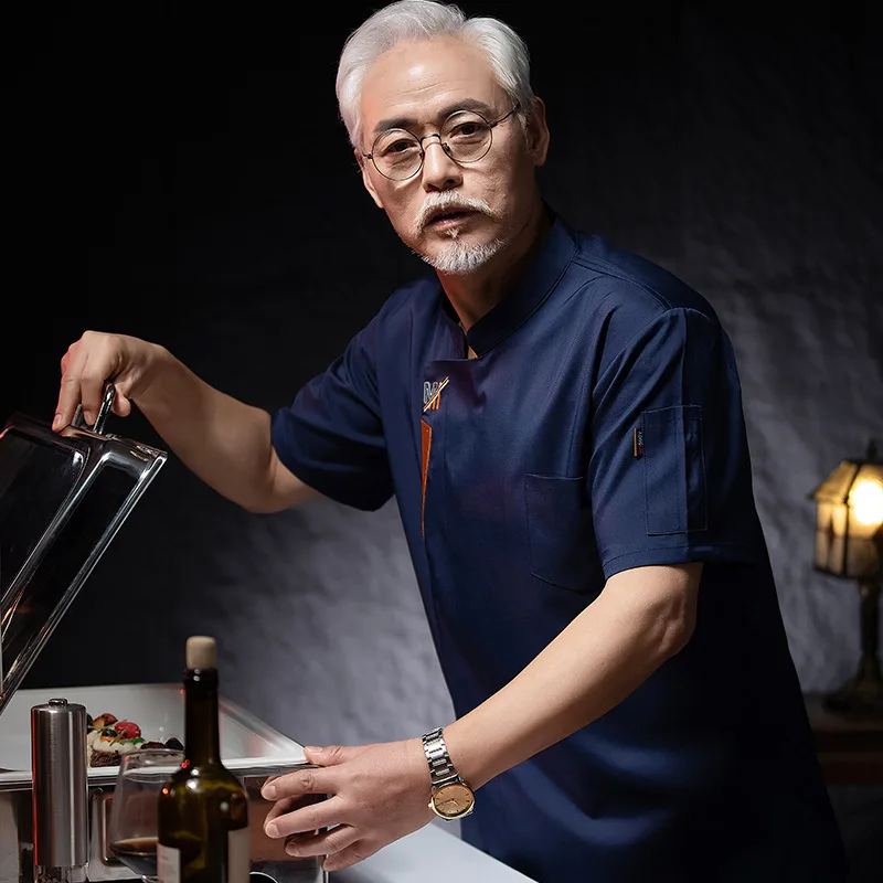 ホテルレストラン厨房作業服半袖シェフジャケットベーカリーペストリーシェフサマーホワイトキッチンコート