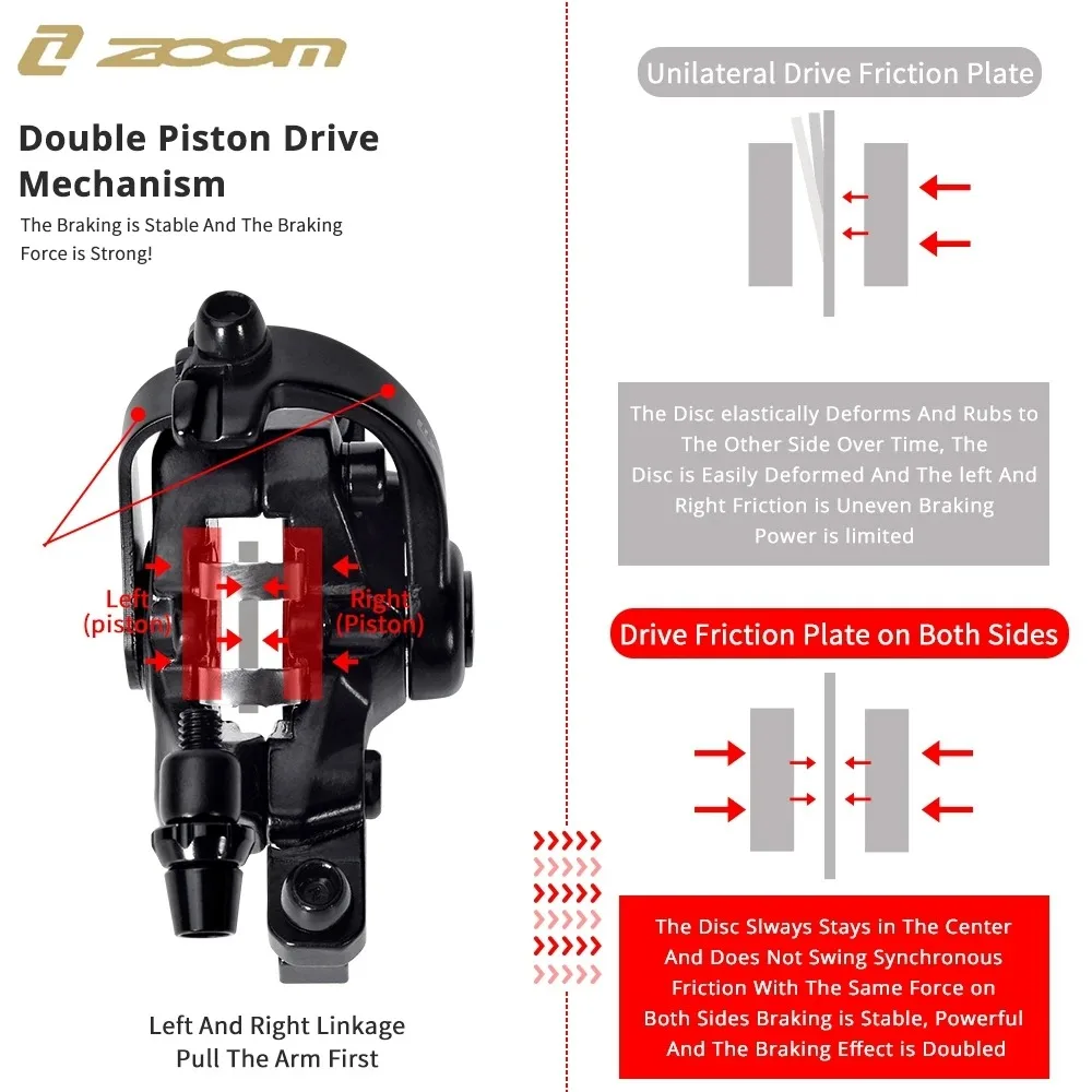 ZOOM DB-680 Bilateral Caliper Disc Brake Dual Piston Mountain Bike Alloy Cable Brake Bicycle Accessories  Line Pulling Brakes