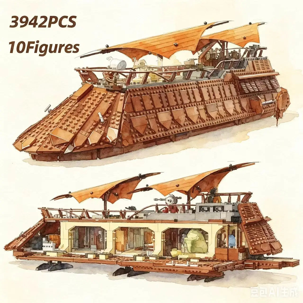 ry Sky Yacht Sailboat  Building Blocks Sets Compatible with ed Particles Suitable for Christmas Gifts 3942pcs