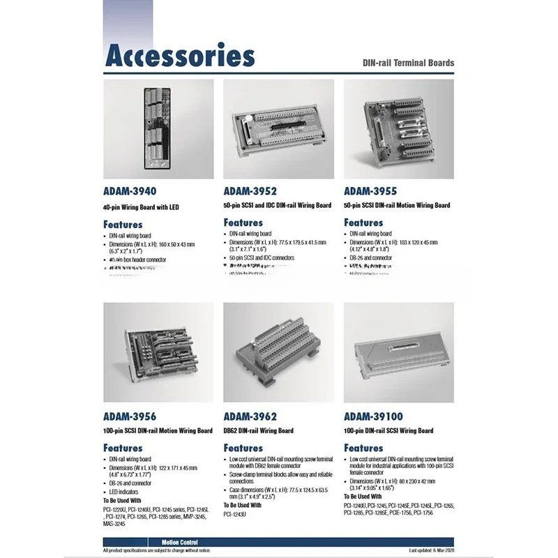 ADAM-3956-BE For Advantech Rail Terminal Board 100PIN DIN Rail Connector ADAM-3956-AE