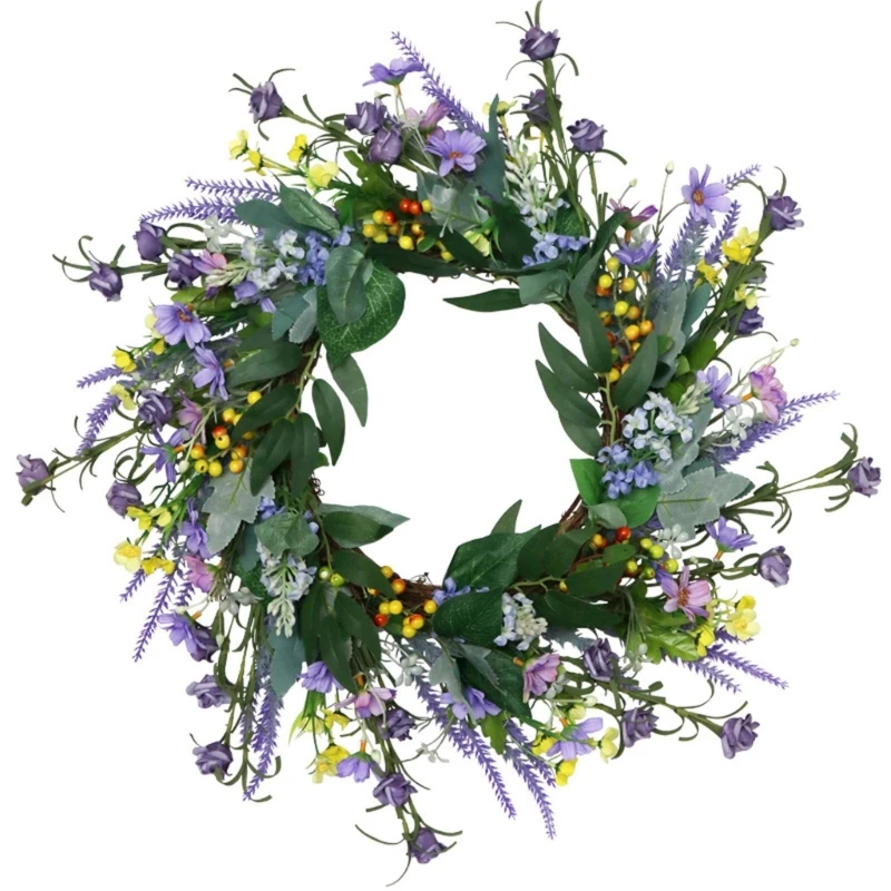 

20.47" Door Wreath Artificial Leaf Wreath for Front Door Indoor Out Wreath for Season Wedding Home Decorations