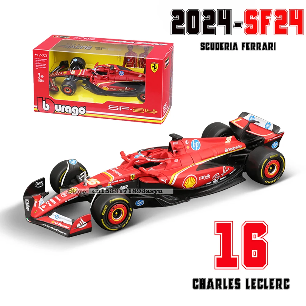 ブラーゴ 1:43 F1 フェラーリ 2022/2023/2024 SF24 SF23 F1-75 # 16 シャルル・ルクレール # 55 カルロス サインツ 合金車キャスト モデル玩具グッズ