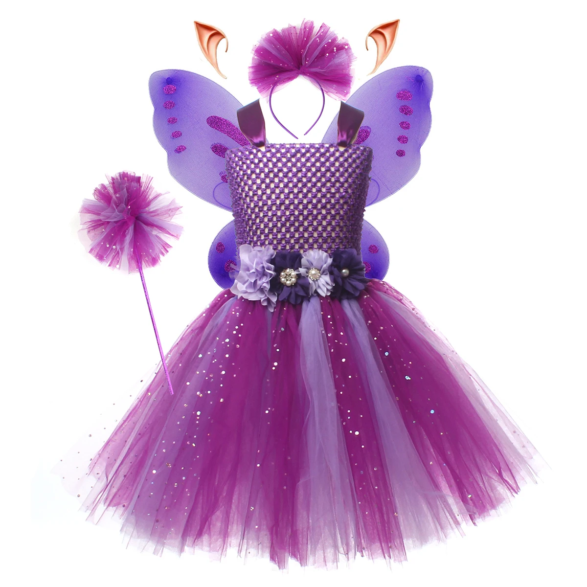 Sparkly Purple Lavender Flower Fairy Princess Dresses Kids Twinkle Elf Tutu  Dress with Wings for Carnival Birthday Party Outfit - AliExpress 1501