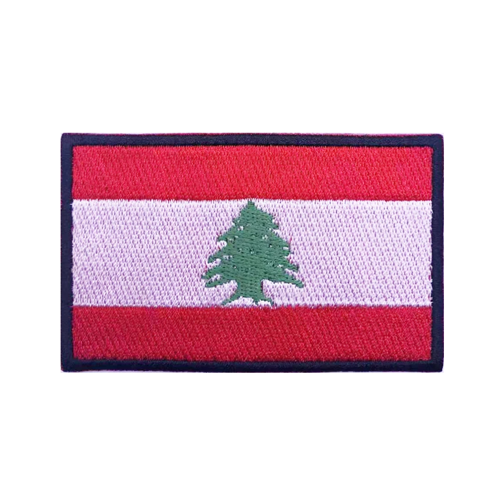 Lebanese flag Lebanon Patches Armband Embroidered Patch Hook & Loop Iron On Embroidery  Badge Military Stripe