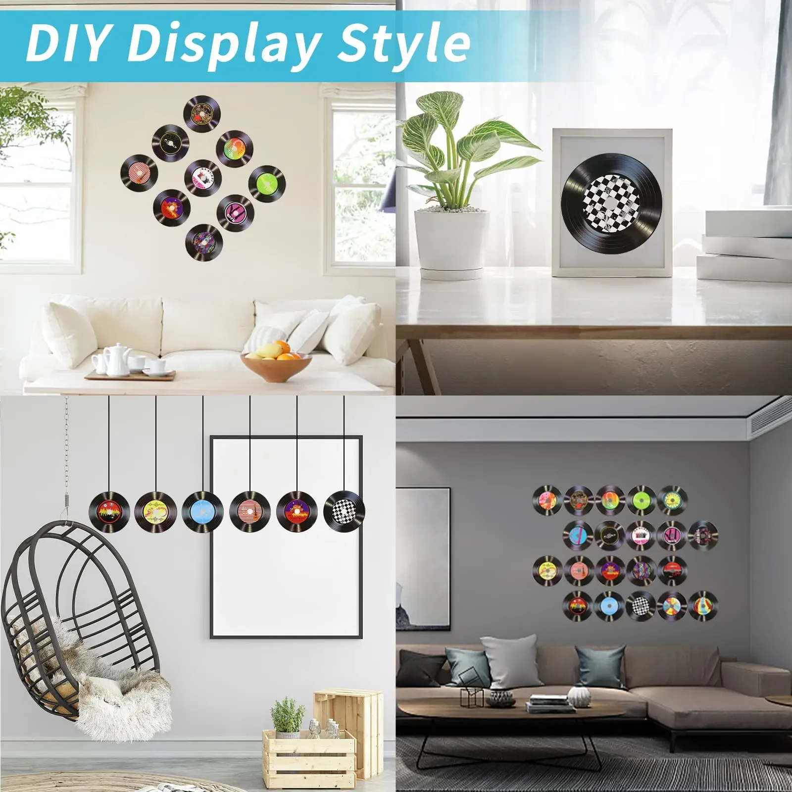 20PCS CD Album Cover Posters Bedroom Decor,Music Party,Blank Vinyl Records Wall Sticker Decoration Decor (Material Cardboard)