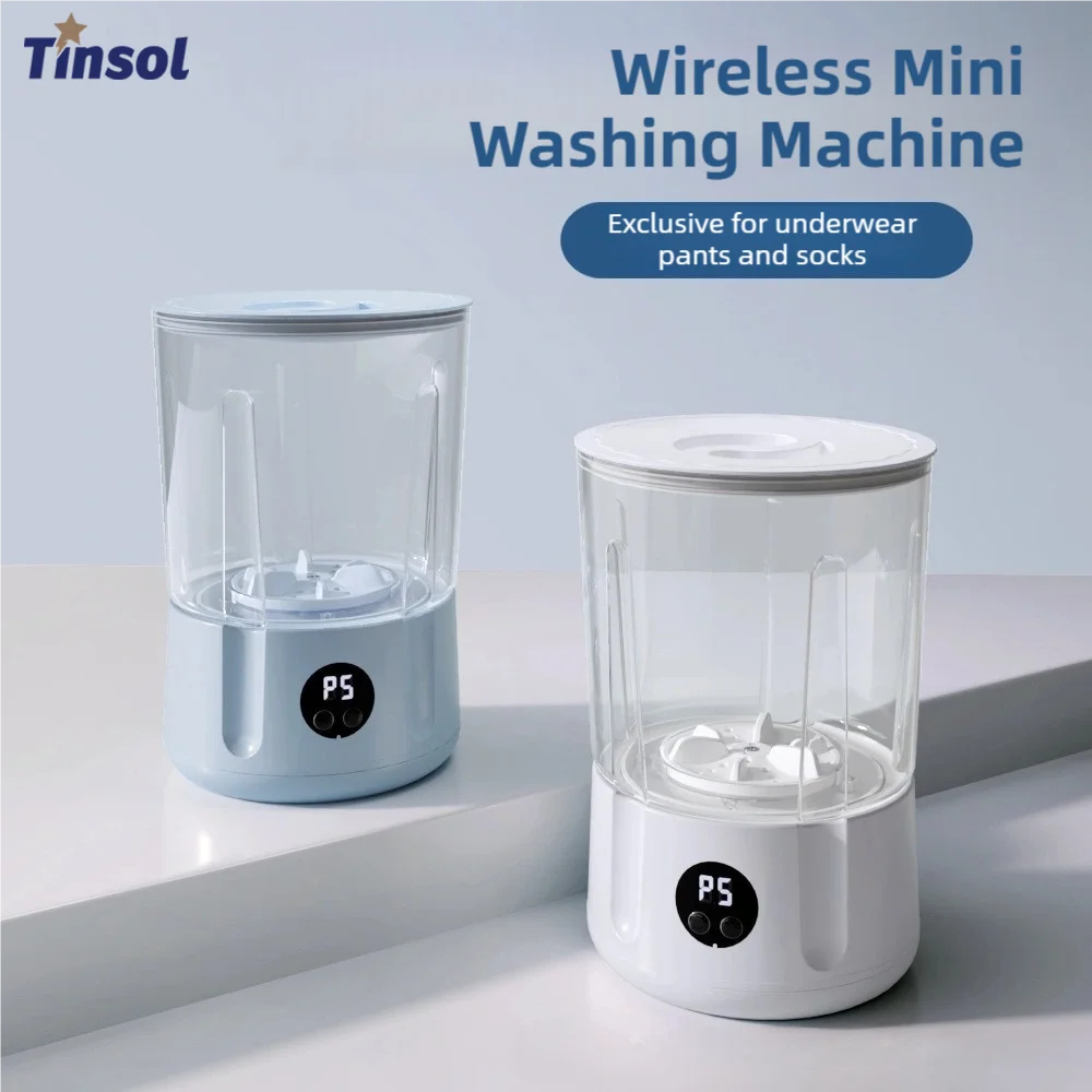 

TINSOL 1,5 л мини-мойка с зарядкой через USB, 2-скоростная регулировка для дорожных носков, нижнего белья, беспроводные портативные чашки для стирки одежды