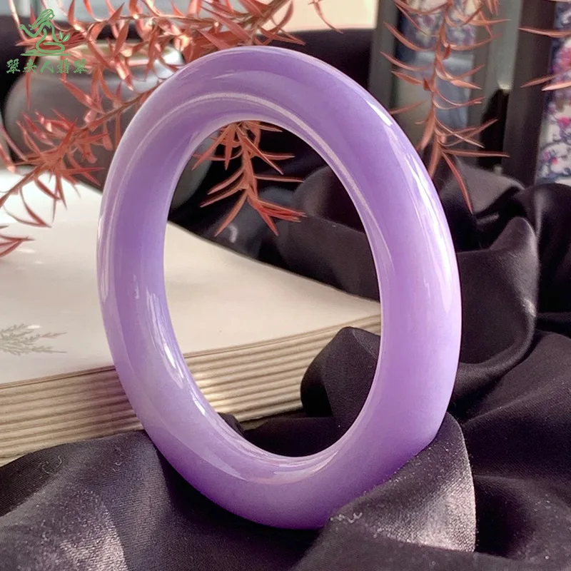 Ice Waxy Spring Natural Myanmar Full Deep Purple Jade Bracelet