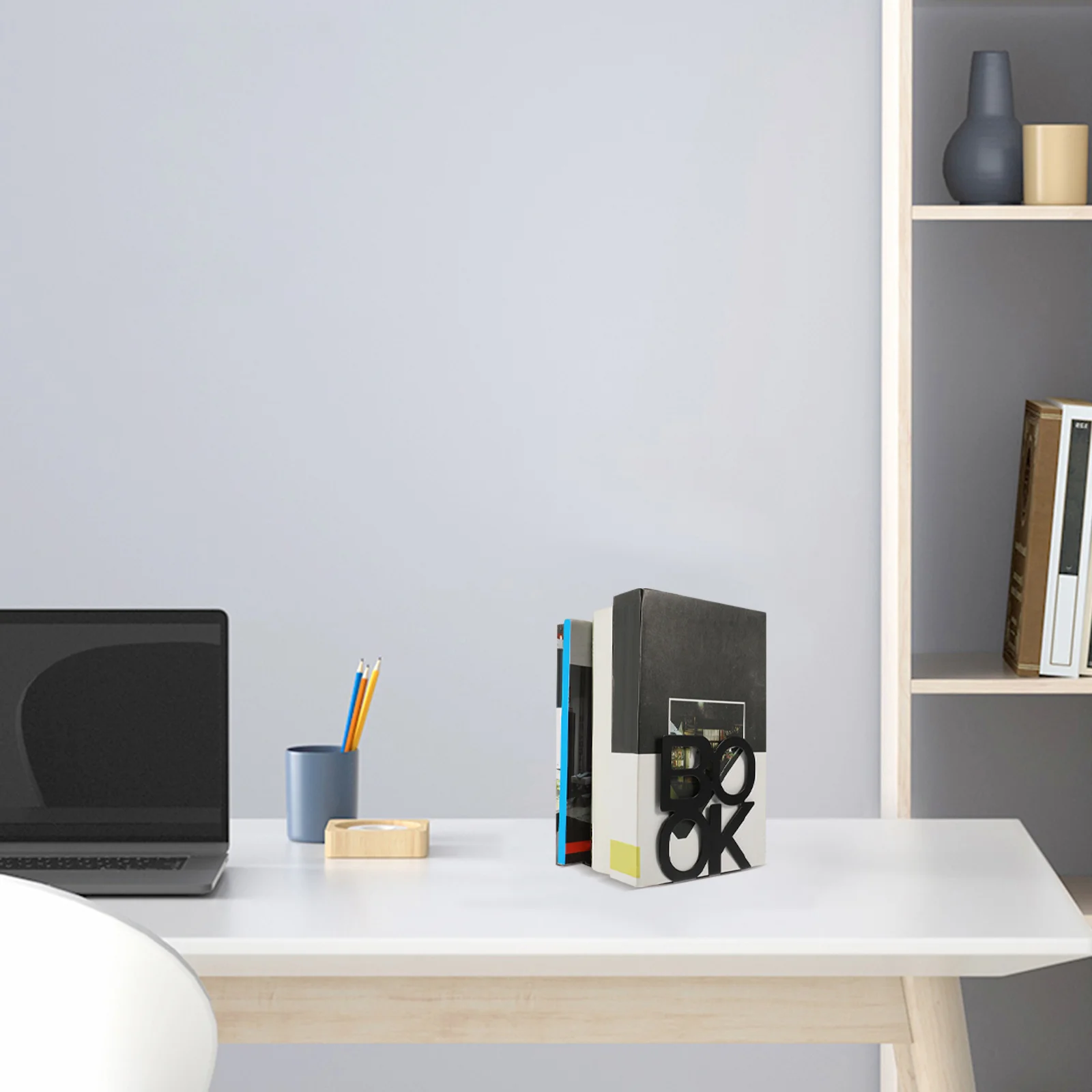 

4Pcs Metal Bookends Modern Book Holders for Shelf Display Strong Support for Books Files Reading Material Organizing Book Stands