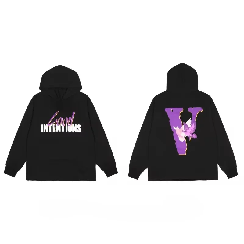 VLONE Fast Big V Hoodie American Retro Hooded Autumn Winter Fleece Pullover Letter Graffiti Printed Sweatshirt Harajuku Tops